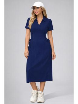 Twenty Dresses by Nykaa Fashion - Womens Blue Solid Color Midi Western Party Dress for Women