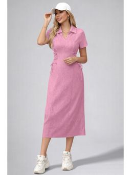 Twenty Dresses by Nykaa Fashion - Womens Baby Pink Solid Color Midi Western Dress for Women