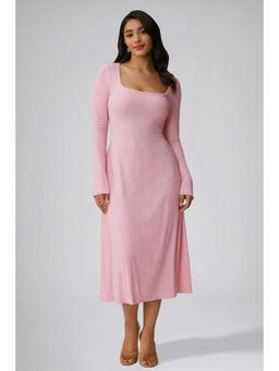 Twenty Dresses by Nykaa Fashion - Womens Baby Pink Square Neck A-Line Dress