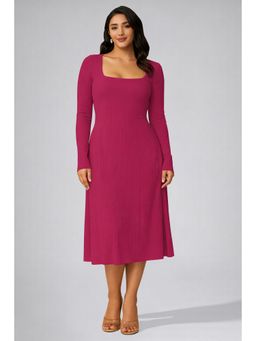 Twenty Dresses by Nykaa Fashion - Womens Hot Pink Square Neck A-Line Dress
