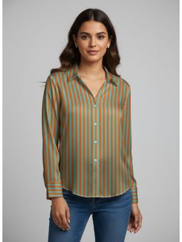 Twenty Dresses by Nykaa Fashion - Multi Poly Crepe Printed Striped Shirt
