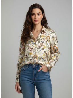 Twenty Dresses by Nykaa Fashion - Cream Poly Crepe Printed Bohemian Shirt