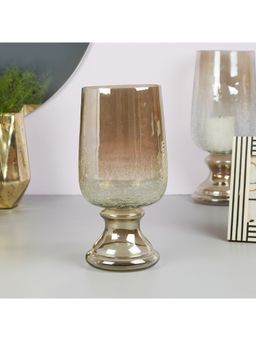 HomeTown - Phiona Glass Crack Handcrafted Hurricane Ombre 32 Cm in Brown Colour