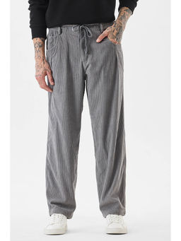 Snitch - Men Grey Self-Design Relaxed Casual Trouser