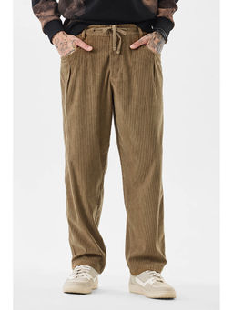Snitch - Men Tan Self-Design Relaxed Casual Trouser