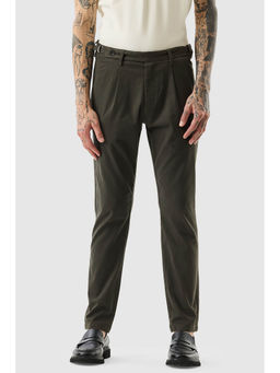 Snitch - Men Olive Solid Slim Casual Trouser