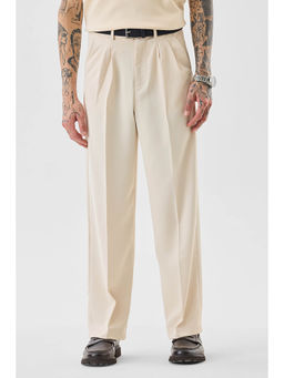 Snitch - Men Beige Solid Relaxed Casual Trouser