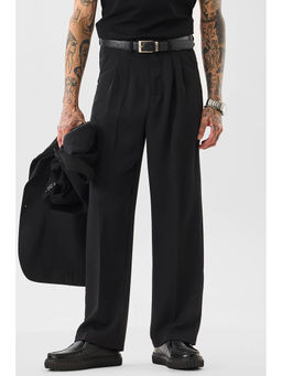 Snitch - Men Black Solid Relaxed Casual Trouser