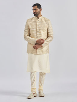 Vastramay - Men'S Cream Viscose Jodhpuri, Kurta and Pyjama (Set of 3)