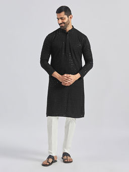 Vastramay - Men'S Black Rayon Cotton Kurta and Pyjama (Set of 2)