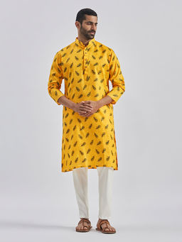 Vastramay - Men'S Yellow Muslin Cotton Kurta and Pyjama (Set of 2)