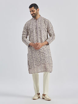 Vastramay - Men'S Lavender Georgette Kurta and Pyjama (Set of 2)