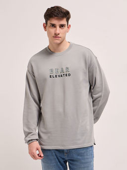 The Bear House - Mens Grey Cotton Graphic Sweatshirt