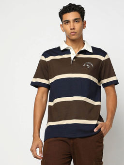 GAP - Mens Striped Polo Neck T-Shirt Navy Blue
