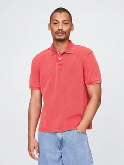 GAP - Mens Half Sleeve Polo Neck T-Shirt Red