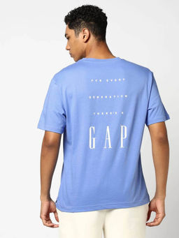 GAP - Mens Typography Crew Neck T-Shirt Blue
