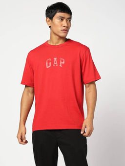 GAP - Mens Logo Print Crew Neck T-Shirt Red