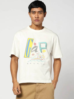 GAP - Mens Crew Neck Logo T-Shirt White