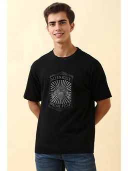 Allen Solly - Men Black Print Crew Neck T-Shirt