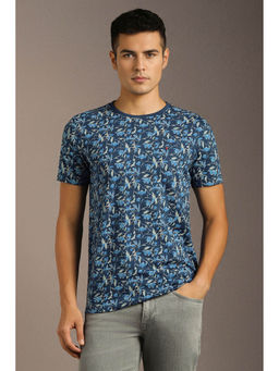 Louis Philippe - Men Navy Print Crew Neck T-Shirt