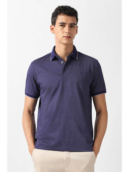Van Heusen - Men Purple Print Polo Neck T-Shirt