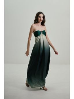 SOTBELLA - Strapless Ombre Green Maxi Dress with Cowrie Detail