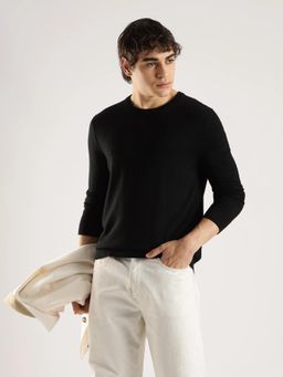 Calvin Klein - Solid Regular Fit Polyester Black Sweater