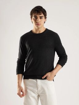 Calvin Klein - Solid Regular Fit Polyester Charcoal Sweater