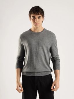 Calvin Klein - Solid Regular Fit Polyester Grey Sweater
