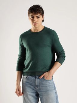 Calvin Klein - Solid Regular Fit Polyester Green Sweater