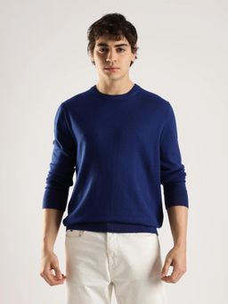 Calvin Klein - Solid Regular Fit Polyester Blue Sweater