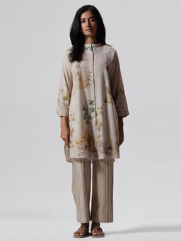 Ganga Fashions - Birch Beige Cotton Linen Co-Ord (Set of 2)