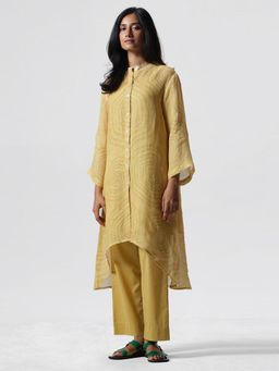 Ganga Fashions - Misted Yellow Linen Printed Co-Ord (Set of 2)