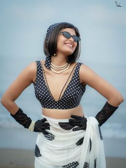 Suta - Women Polka Dots Printed Stitched Blouse