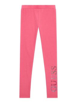 Guess - Pink Cotton Embellished Girls Leggings