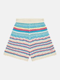 Guess - Multi-Color Cotton Textured Girls Crochet Shorts