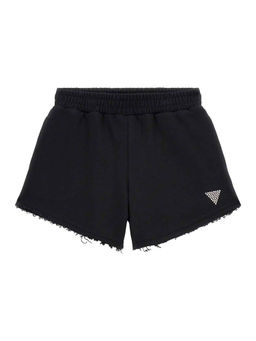 Guess - Black Cotton Solid Girls Active Mini Shorts
