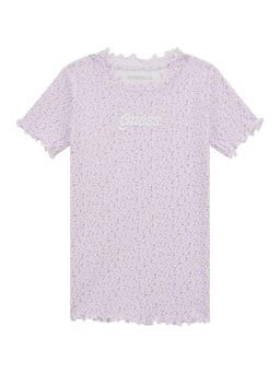 Guess - Purple Cotton Floral Girls T-Shirt