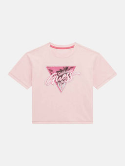 Guess - Pink Cotton Brand Logo Girls T-Shirt