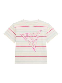 Guess - White Cotton Striped Girls T-Shirt