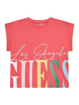 Guess - Coral Cotton Blend Printed T-Shirt