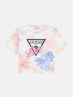 Guess - Flower Watercolor Cotton Blend All-Over Print T-Shirt