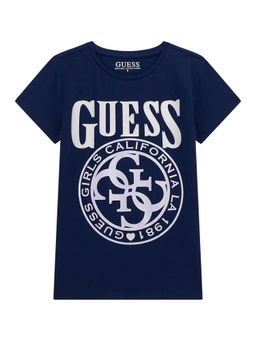 Guess - Secret Blue Cotton Blend Printed T-Shirt