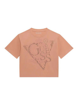 Guess - Peach Cotton Blend Embellished T-Shirt