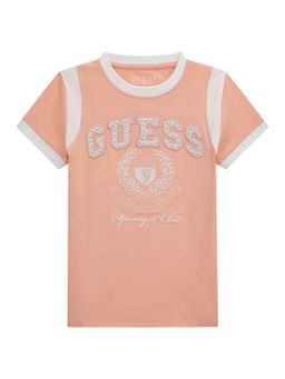 Guess - Peach Cotton Blend Printed T-Shirt