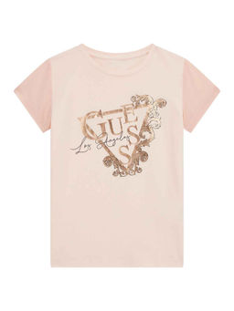 Guess - Elegant Pink Cotton Blend Printed T-Shirt