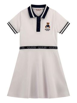 Guess - Pure White Cotton Blend Solid Piquet Dress