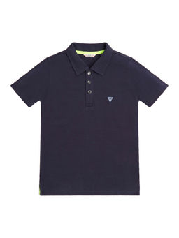 Guess - Blue Cotton Solid Boys Polo T-Shirt