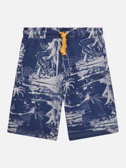 Guess - Blue Cotton Tropical Boys Active Shorts