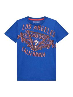 Guess - Blue Maya Pure Cotton Printed T-Shirt